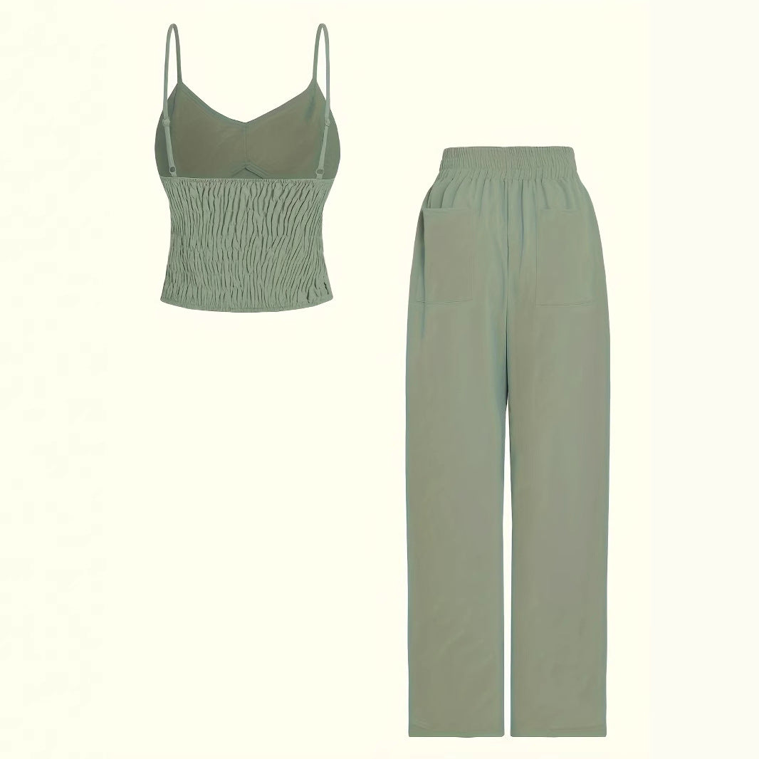 Dame bredskåret jumpsuit med justerbart taljebælte Stilla