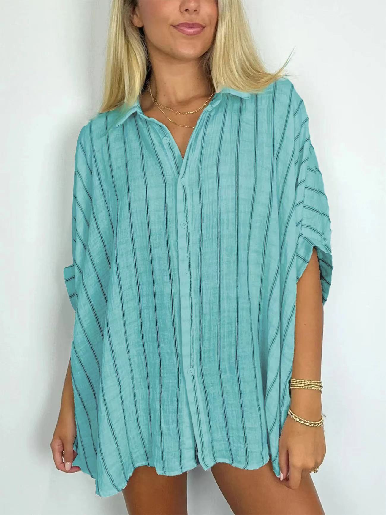 Dame afslappet oversized skjorte bluse Stilla