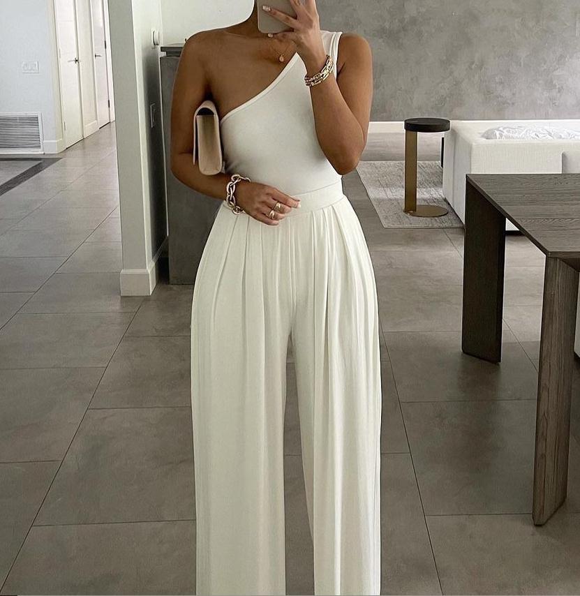 Dame En-sidet Jumpsuit med Plissé-design Stilla
