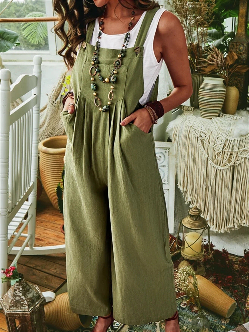 Kvinder justerbare stropper bredbenet jumpsuit Stilla