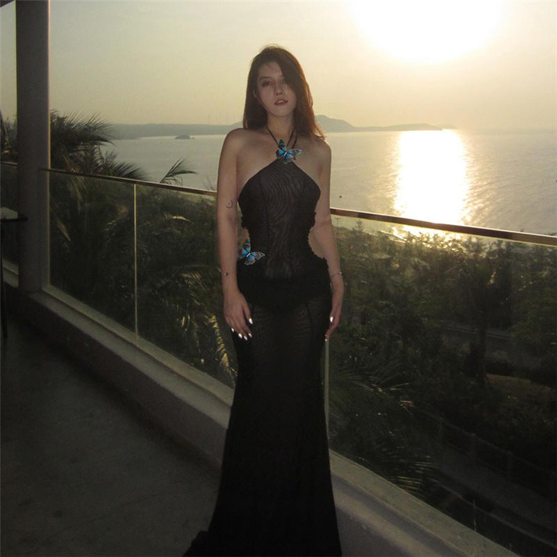 Dame Elegant gennemsigtigt maxikjole med raffinerede detaljer Stilla