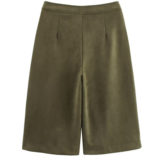 Dame Culotte-bukser i blød velours-suedimit med tætsiddende pasform Stilla