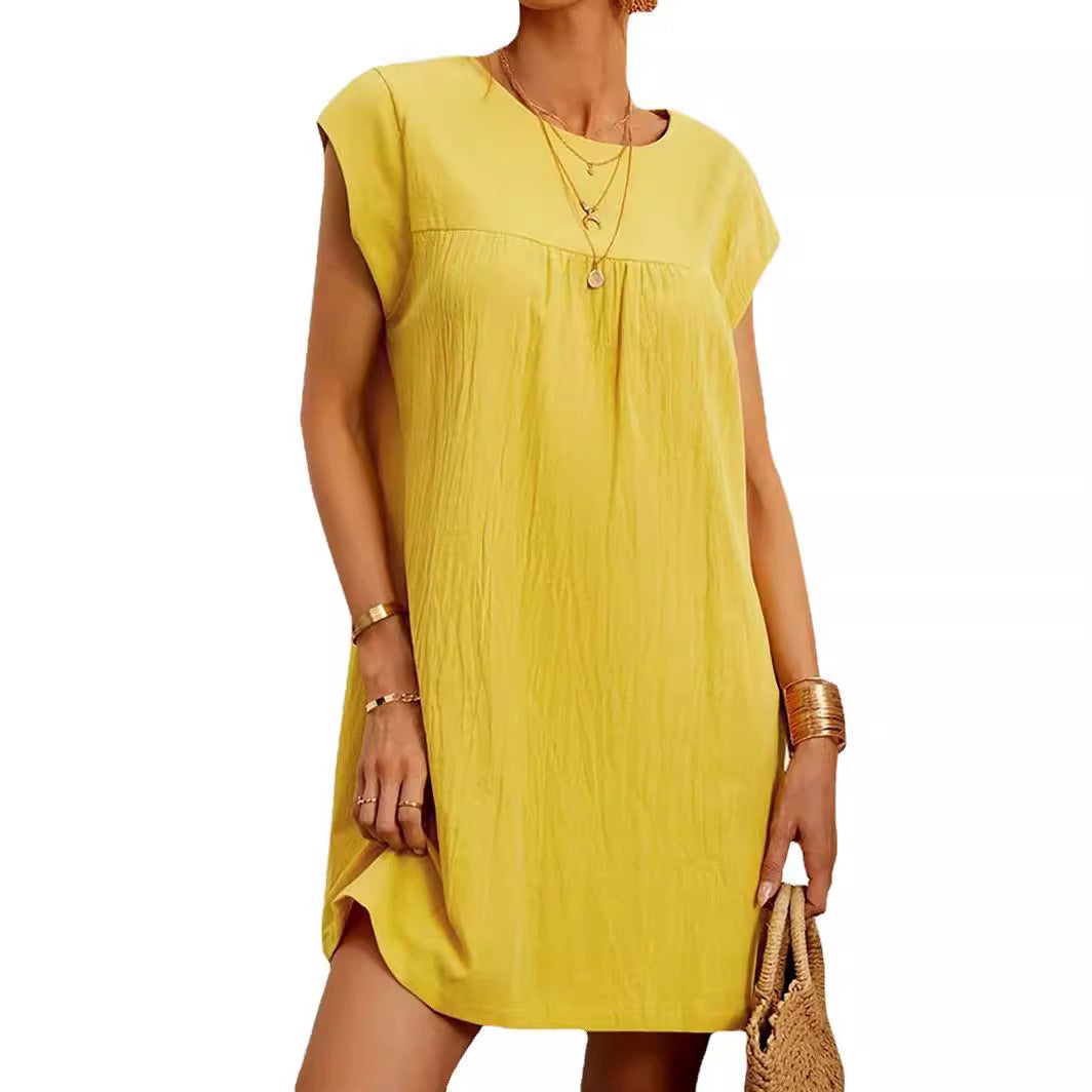 Dame afslappet sommerkjole med løs pasform og korte ærmer Stilla