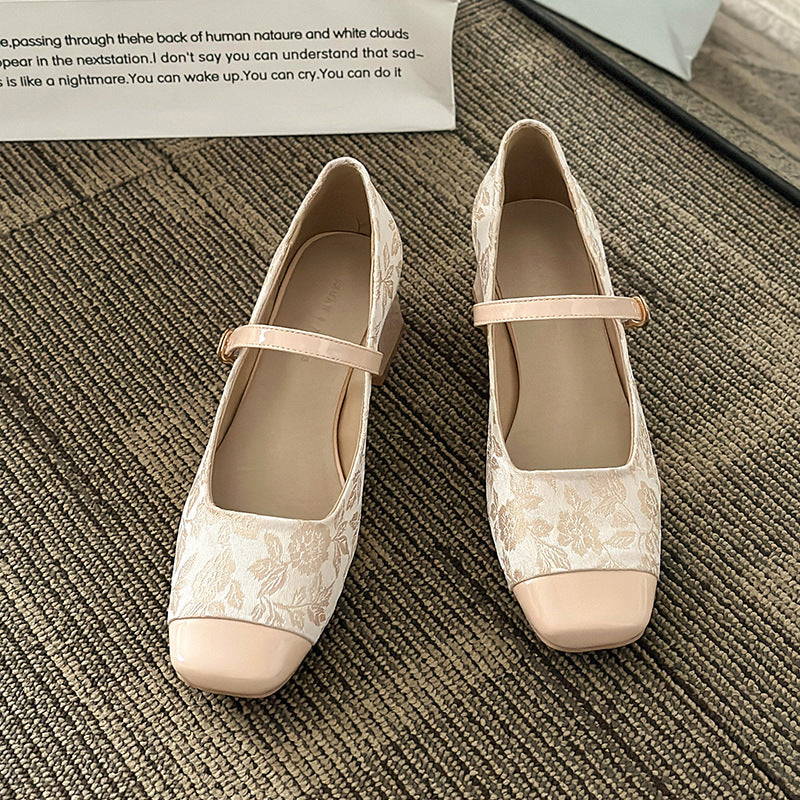 Dame Elegant Blomsterdesign Mellem-Højhælede Sko Stilla