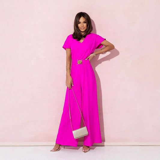 Dame Luftig Jumpsuit med elastisk talje og V-udskæring Stilla