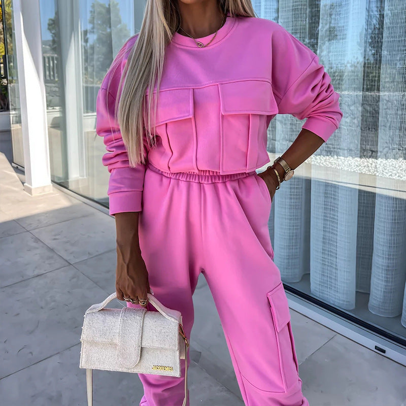 Dame modet og behageligt fleece-træningssæt med praktiske lommer Stilla