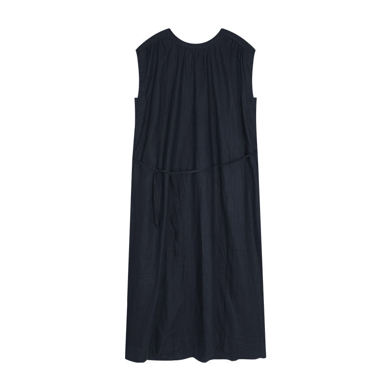 Dame afslappet maxikjole med elastisk taljebånd og justerbart bælte Stilla