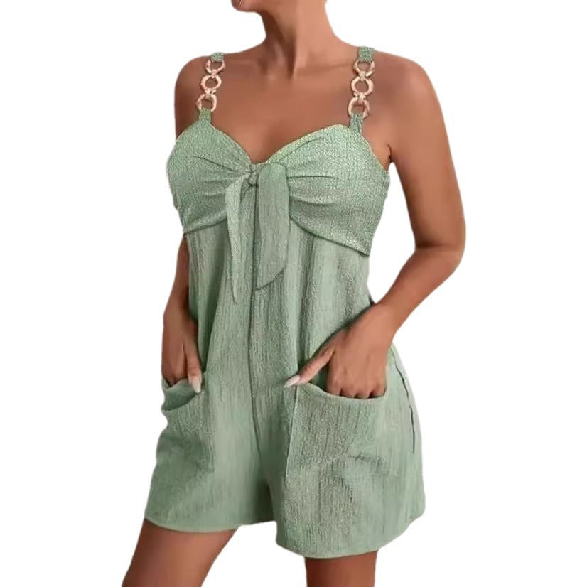 Dame afslappet heldragt med knudedetalje og praktiske lommer Stilla