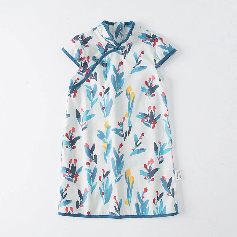 Pige Floral Print Orientalsk Kjole Stilla