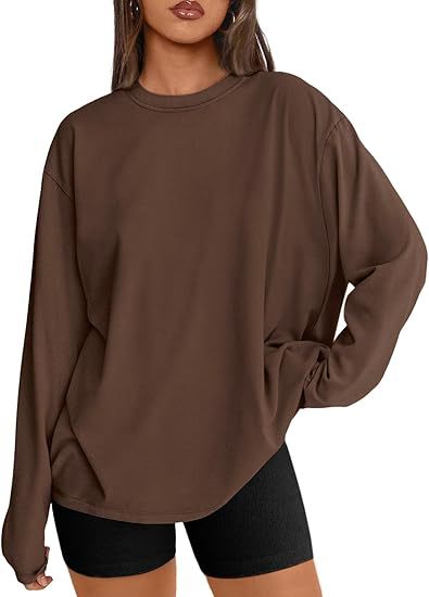 Dame afslappet langærmet skjorte med overdimensioneret pasform og rund halsudskæring Stilla