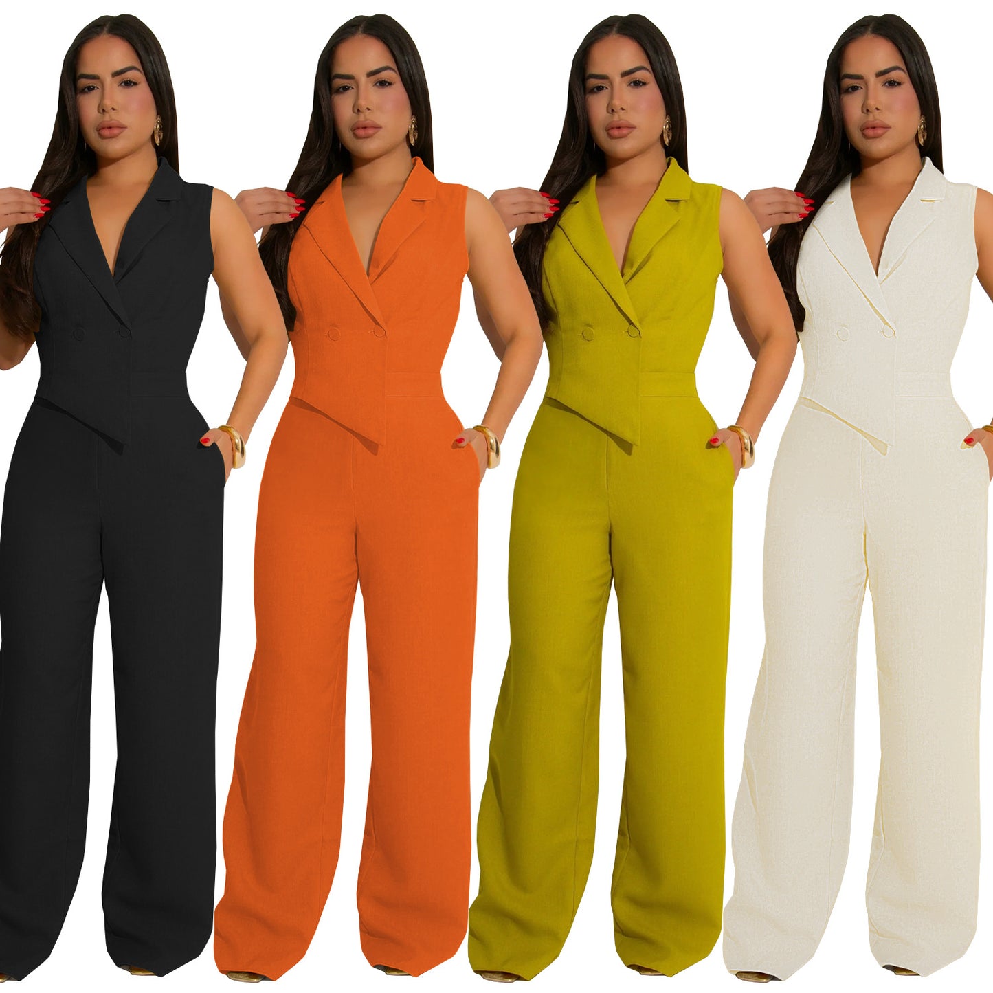 Dame Elegant heldragt med taljeret snit og flot reverskrave Stilla