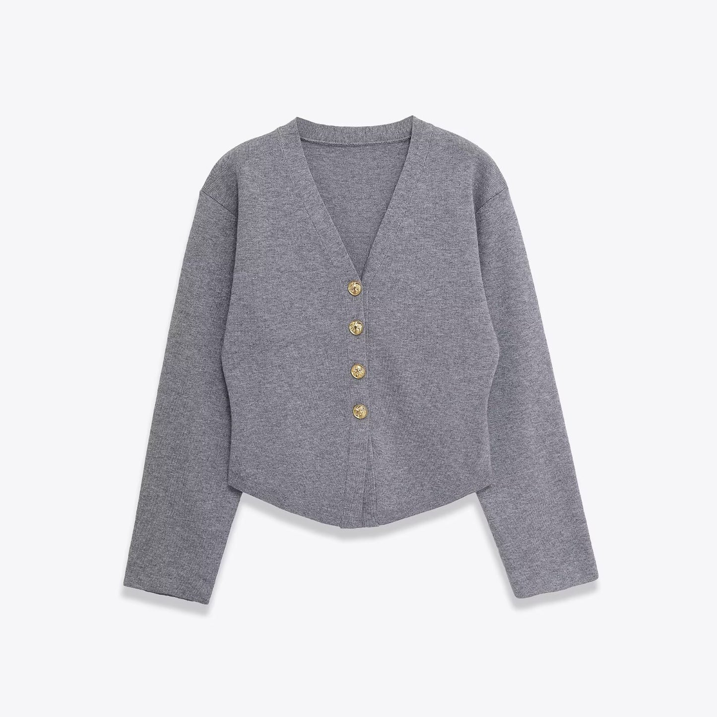 Dame cropped strikjakke med elegante knapdetaljer Stilla