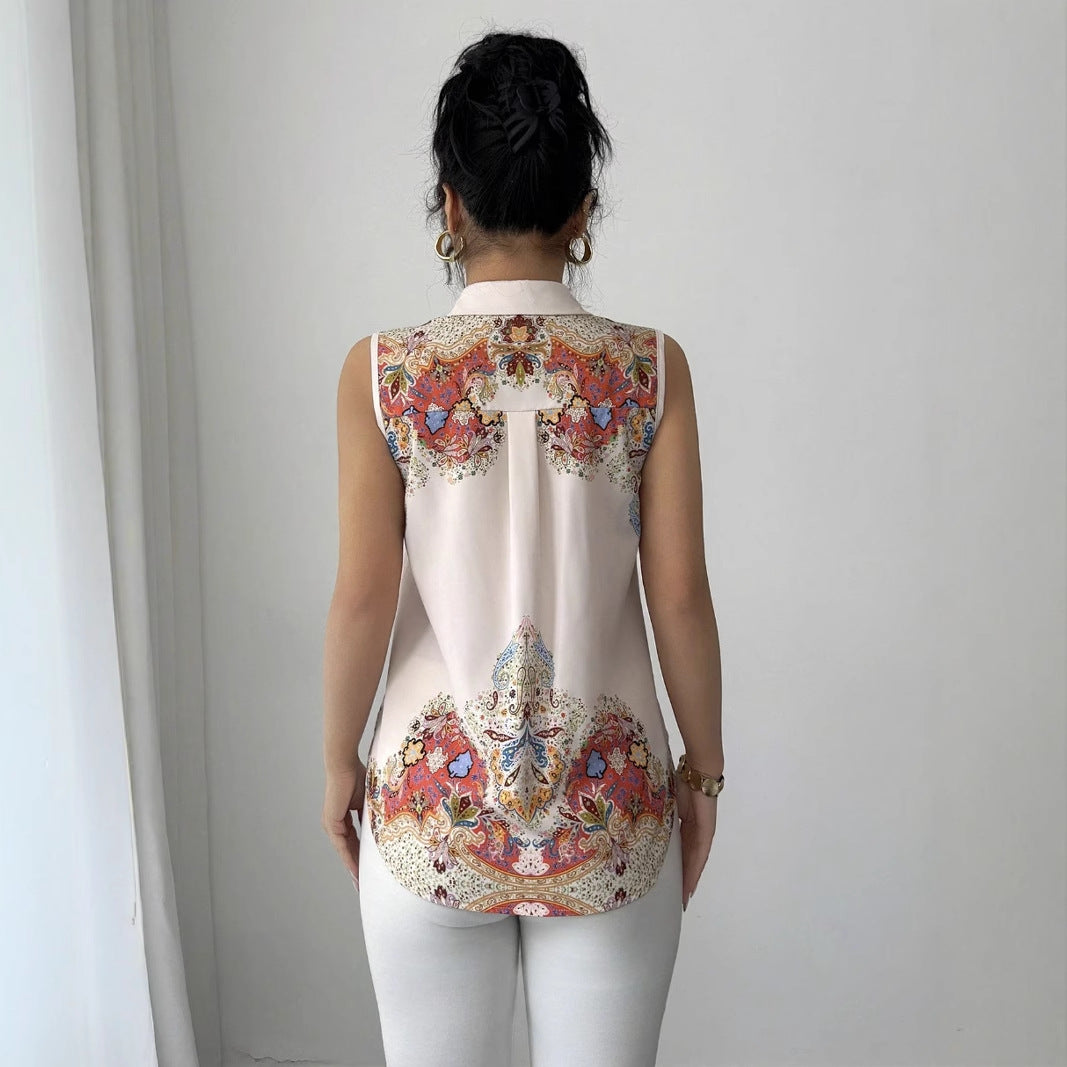 Dame Elegant Bluse med blomsterprint og kvalitetsknaplukning Stilla