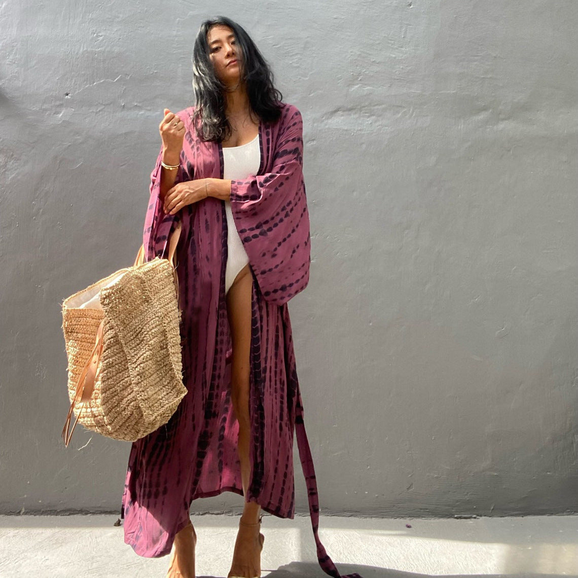 Dame elegant kaftan med legende batikmønster Stilla