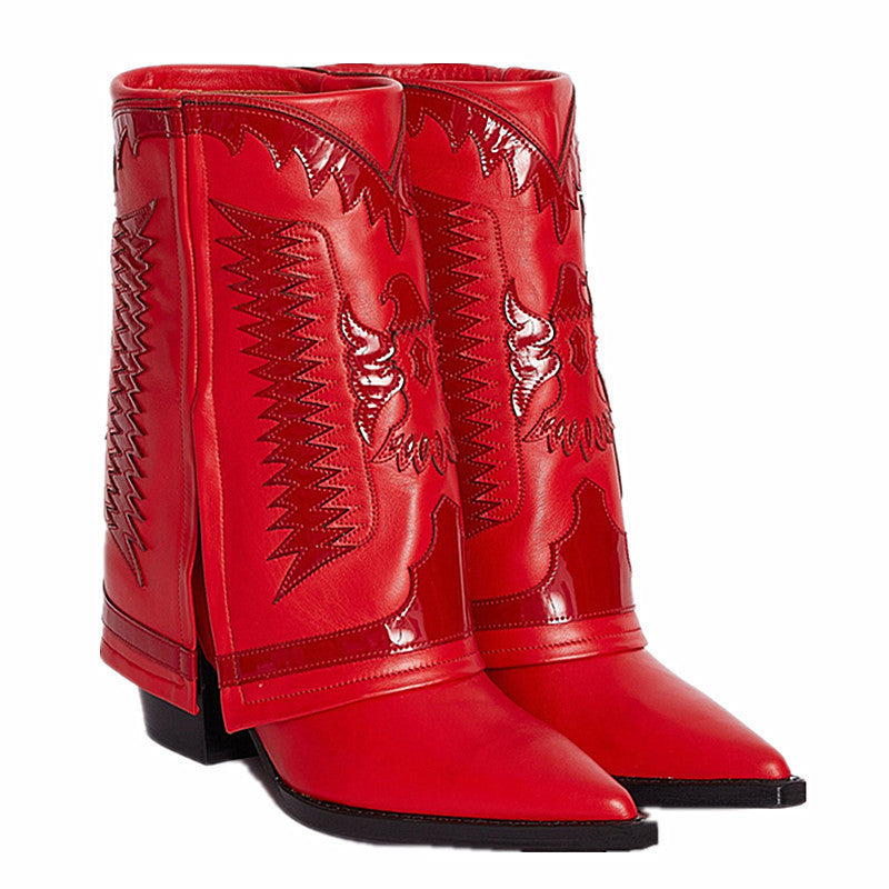 Dame western-inspirerede stiletto-hæl ankelstøvler med fantastisk broderi Stilla