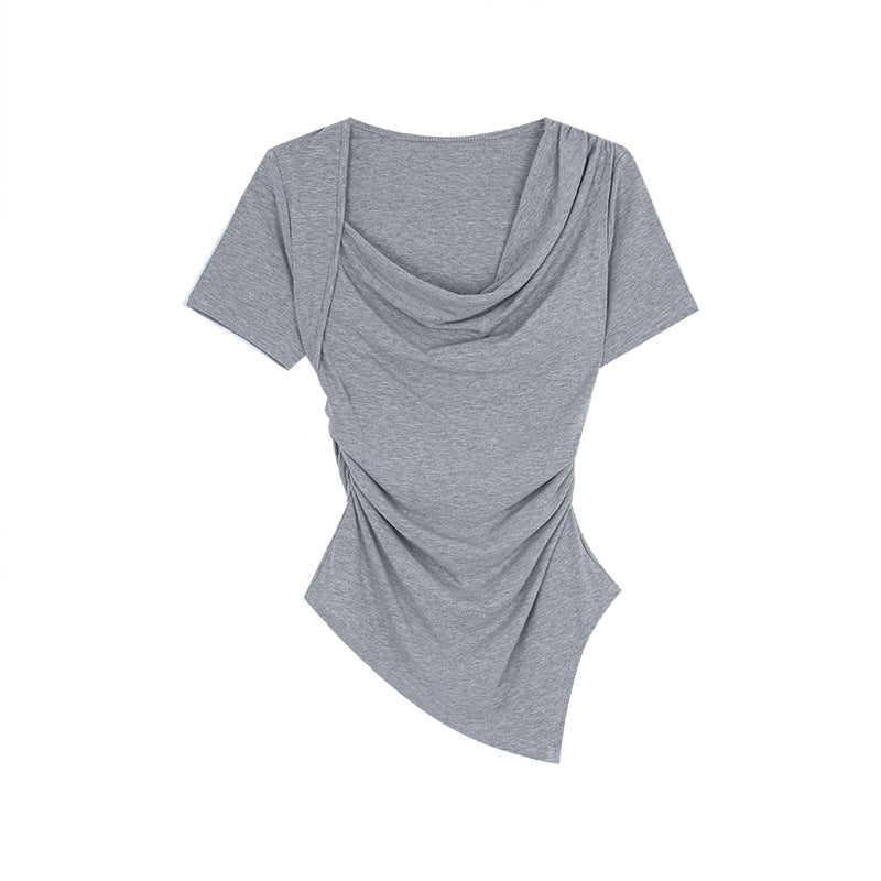 Dame elegant indpakningsoberstykke med asymmetrisk nederdel og fine folder Stilla