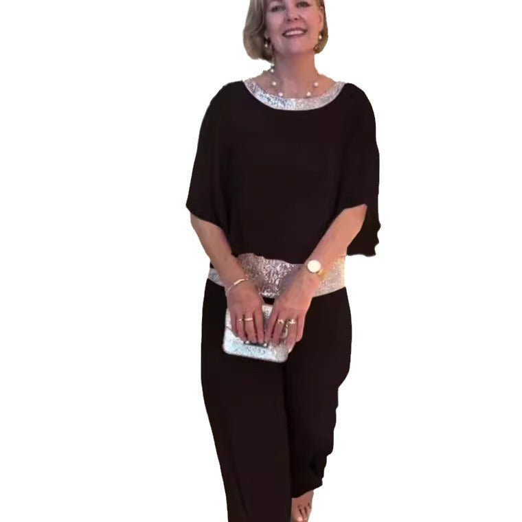 Dame Elegant bred Beinflatter Jumpsuit Stilla
