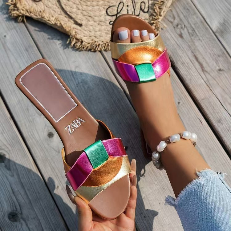 Dame slippers med glitrende remdesign og komfortabelt sæde Stilla