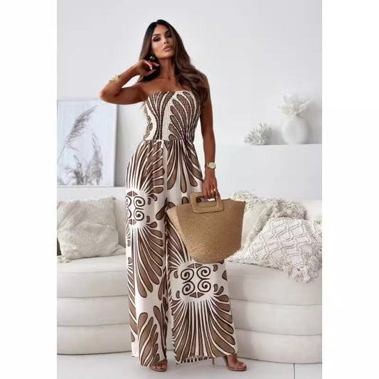 Dame jumpsuit med stilfuld bandeau-udskæring og bred ben Stilla