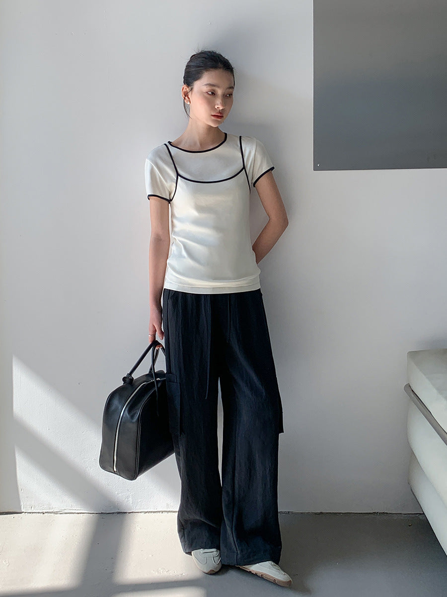 Dame afslappet oversized T-shirt med blød rund halsudskæring og fashionable detaljer Stilla