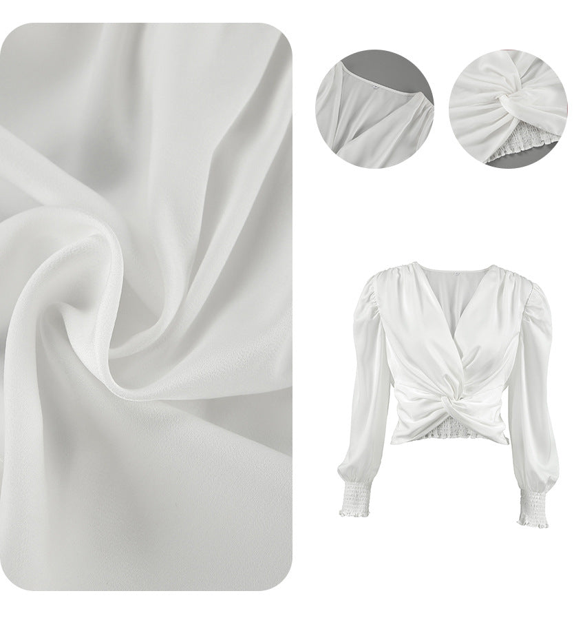 Dame Elegant knude-formet top med voluminøse ærmer Stilla