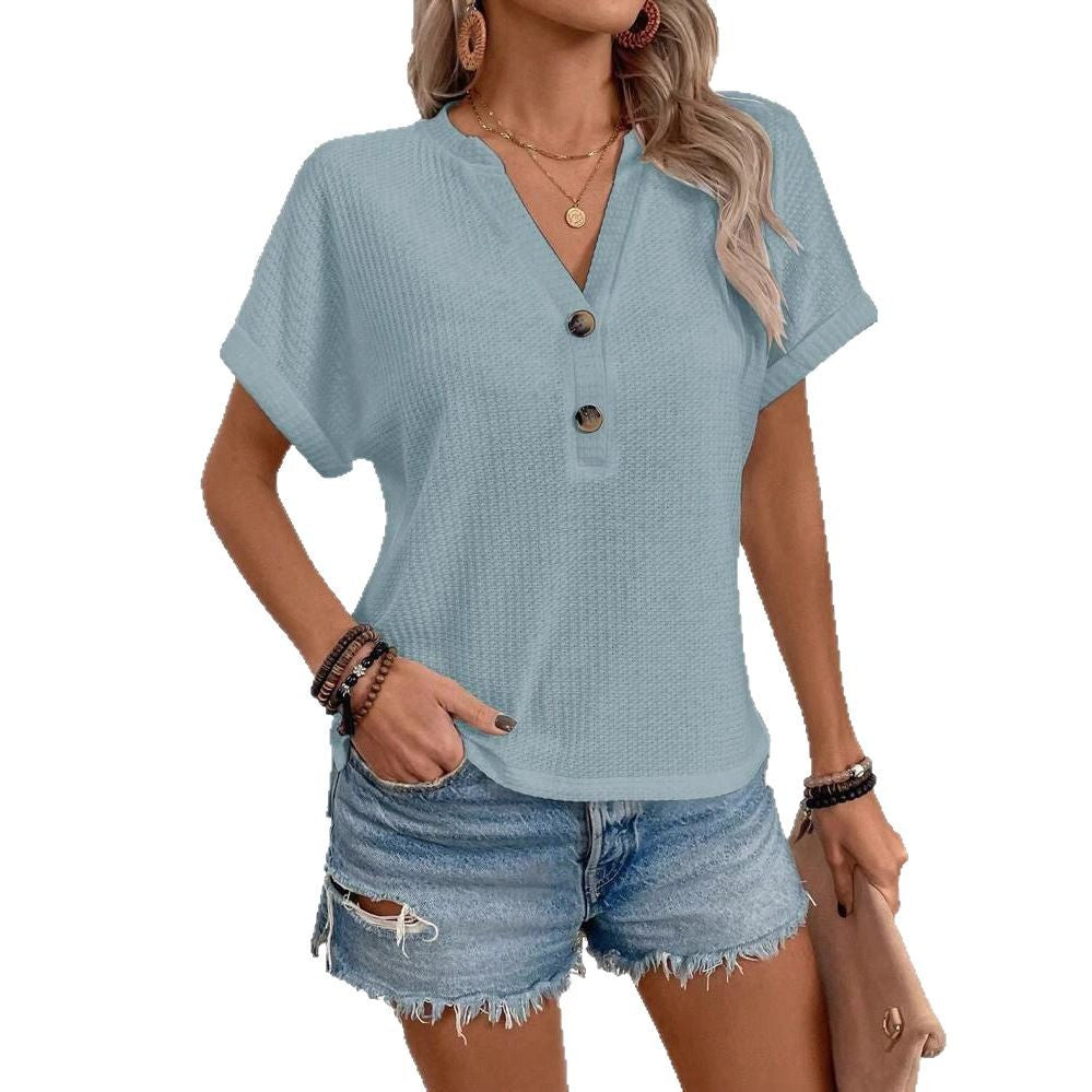 Dame afslappet kortærmet skjorte med knapdetalje og afslappet pasform Stilla