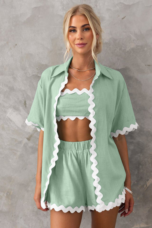 Dame elegante og afslappede bluser-shorts kombination Stilla