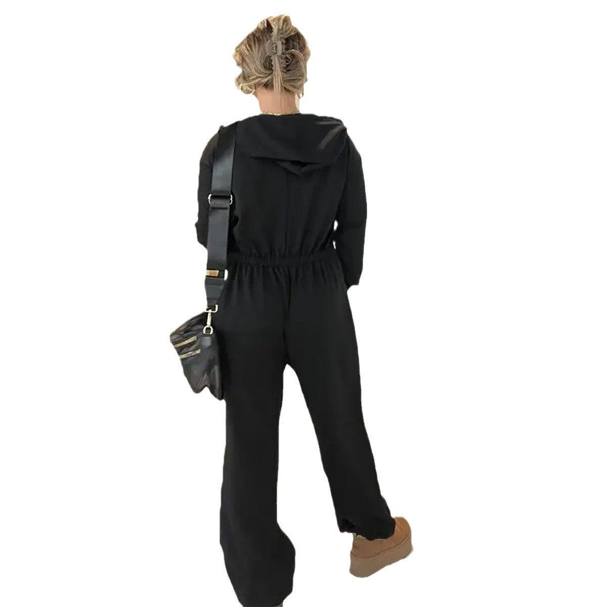 Dame hætte jumpsuit med afslappet snit og praktiske lommer Stilla