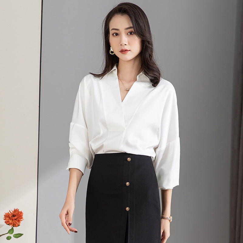 Dame elegant bluse med asymmetrisk skæring Stilla