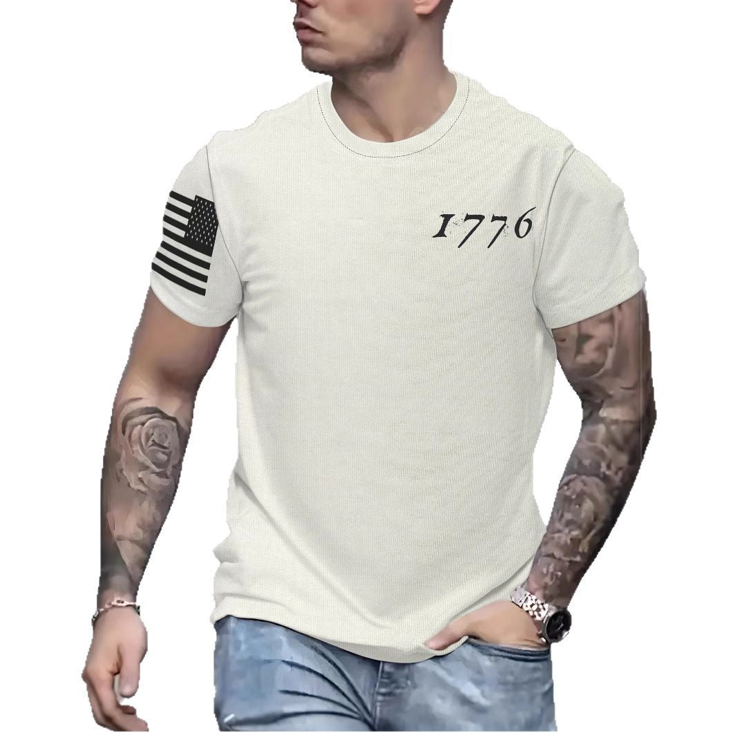 Herren T-Shirt med amerikansk flagmotiv og unikt årstal design Stilla