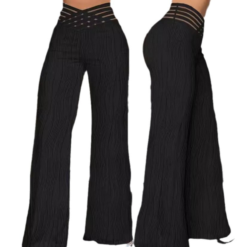 Dame bred Palazzo-bukser med raffinerede cut-outs og struktureret overflade Stilla