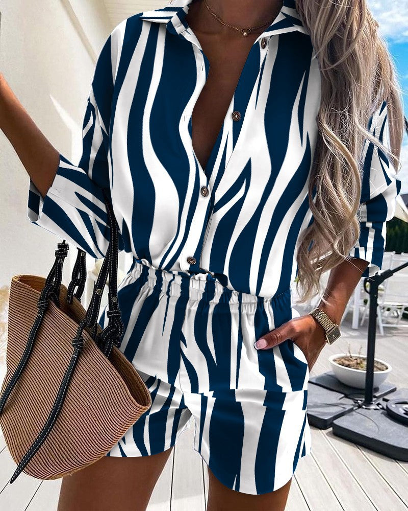Damer Casual Jumpsuit med struktureret print og praktiske lommer Stilla