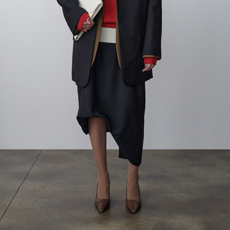 Dame elegant Culotte med høj talje og asymmetrisk snit Stilla