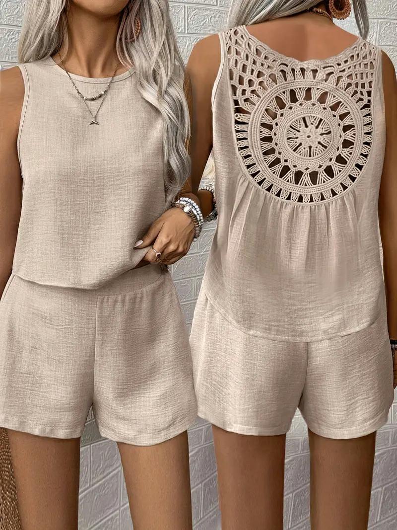 Kvinder Boho Chic Hæklet Ryg Jumpsuit Stilla
