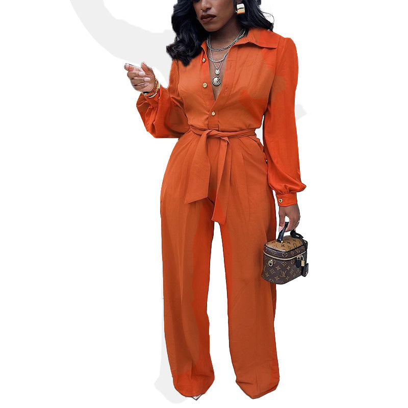 Dame Elegant Jumpsuit med figursyet design og knapliste Stilla
