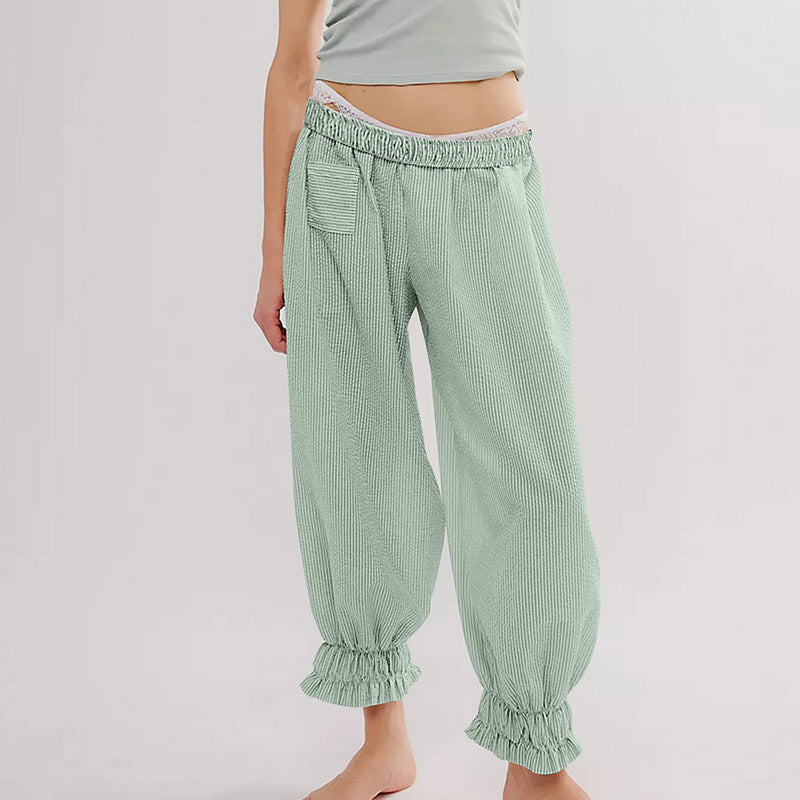 Dame Behagelige Pyjamasbukser med Gummibånd og Ribstruktur Stilla