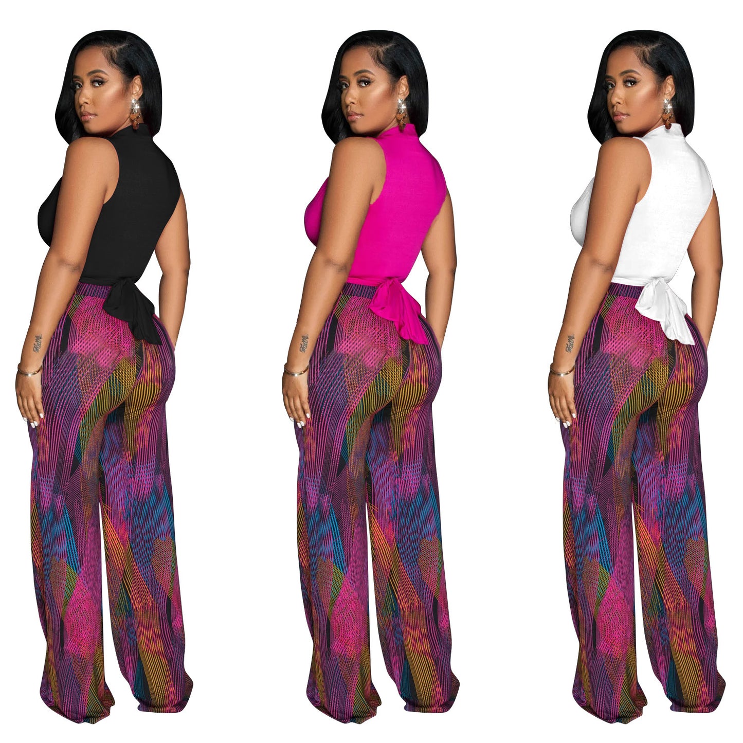 Dame Elegante Jumpsuit med indviklet overdel og bredt ben Stilla