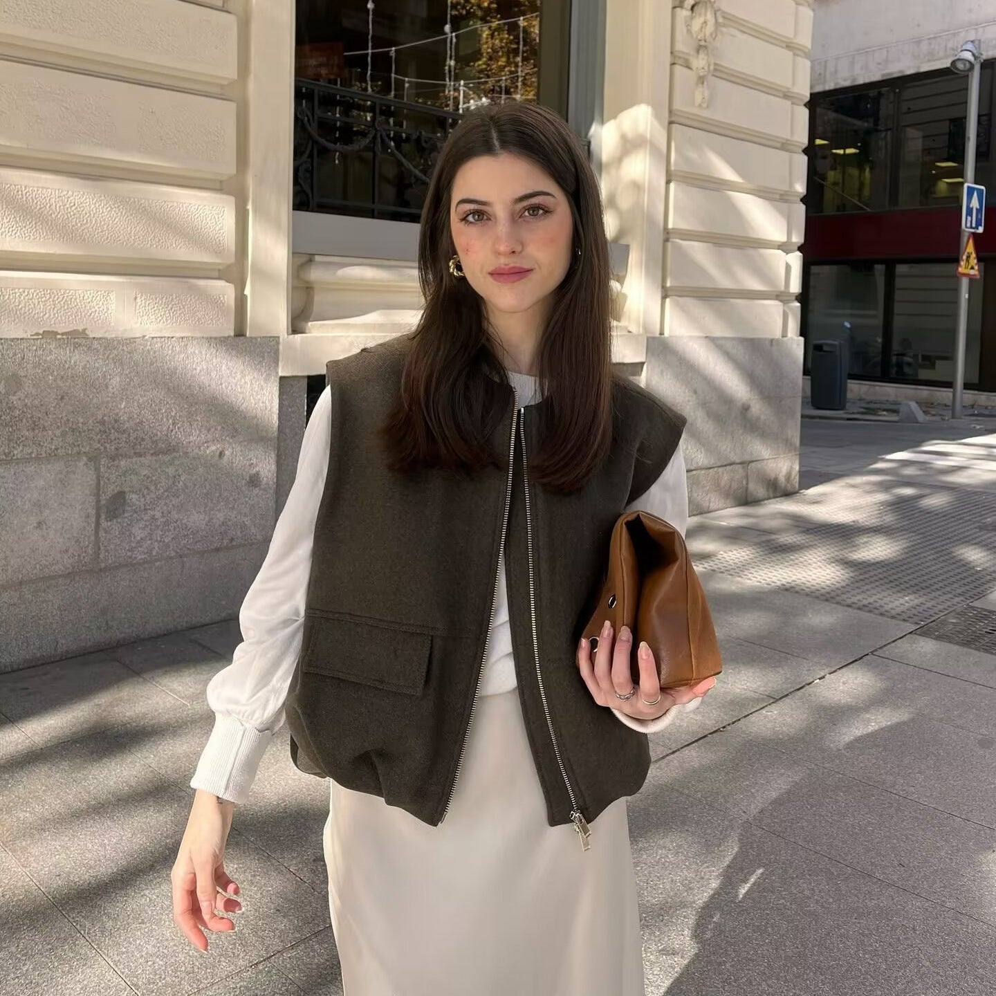 Dame utility vest med sidelommer og elastisk talje Stilla