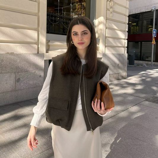 Dame utility vest med sidelommer og elastisk talje Stilla