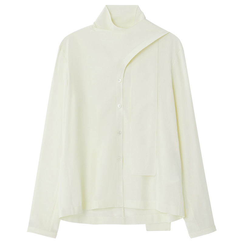 Dame elegant bluse med asymmetrisk snit og kvalitets knapdetaljer Stilla