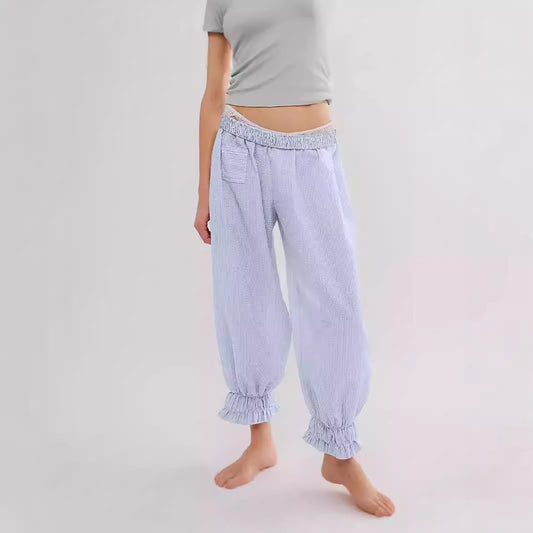 Dame Behagelige Pyjamasbukser med Gummibånd og Ribstruktur Stilla