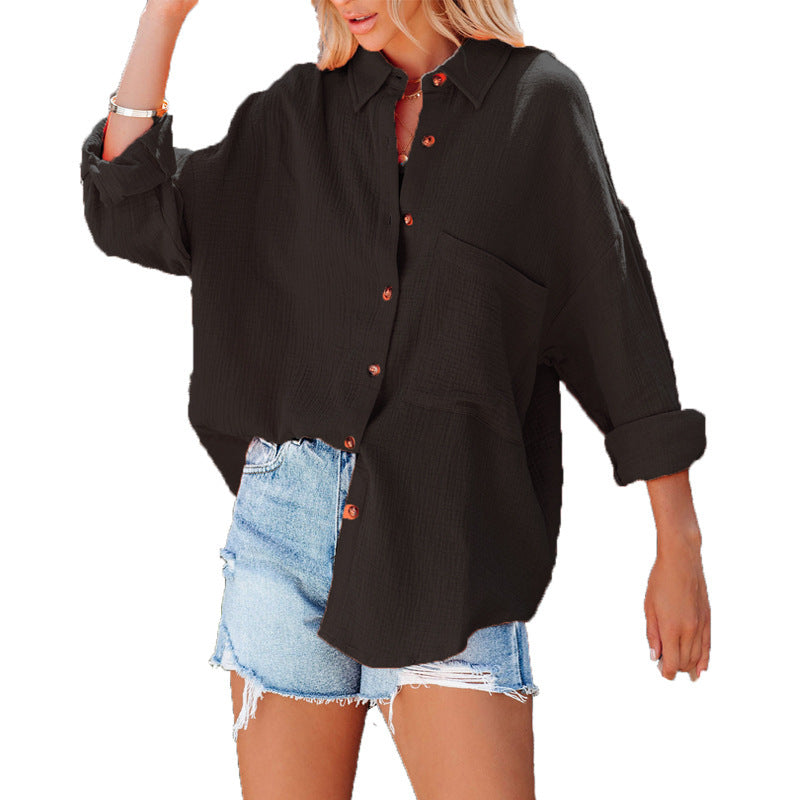 Dame afslappet bluse med skulderpuder Stilla