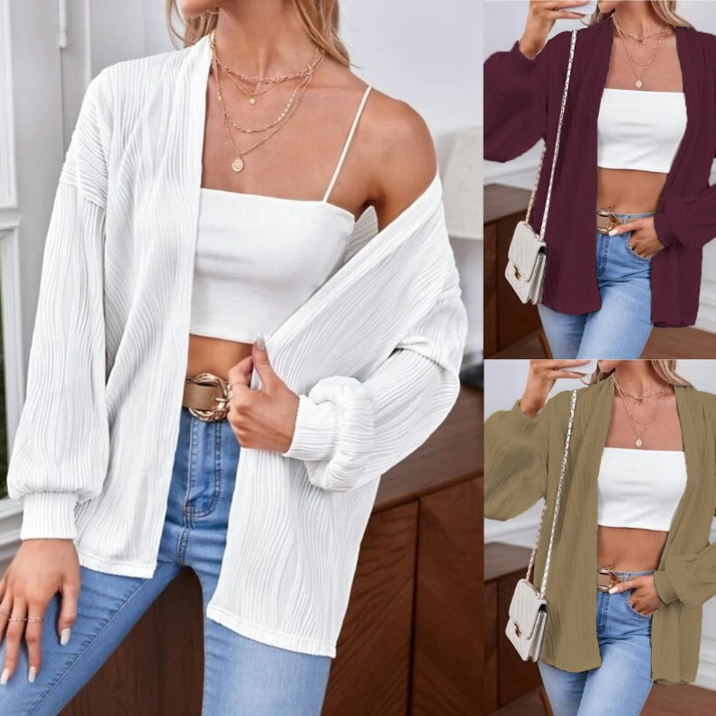 Dame afslappet langærmet jakke med struktureret design Stilla