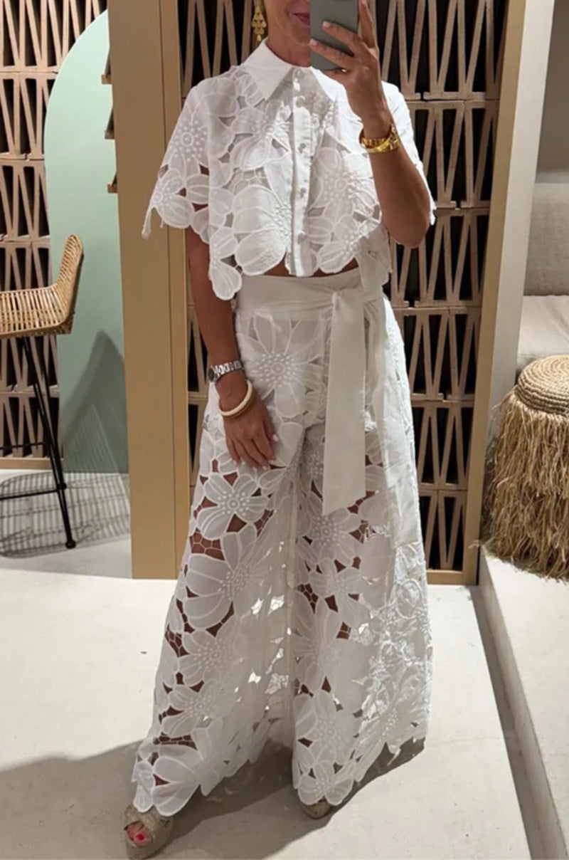 Dame elegante bluser og brede bukser Stilla