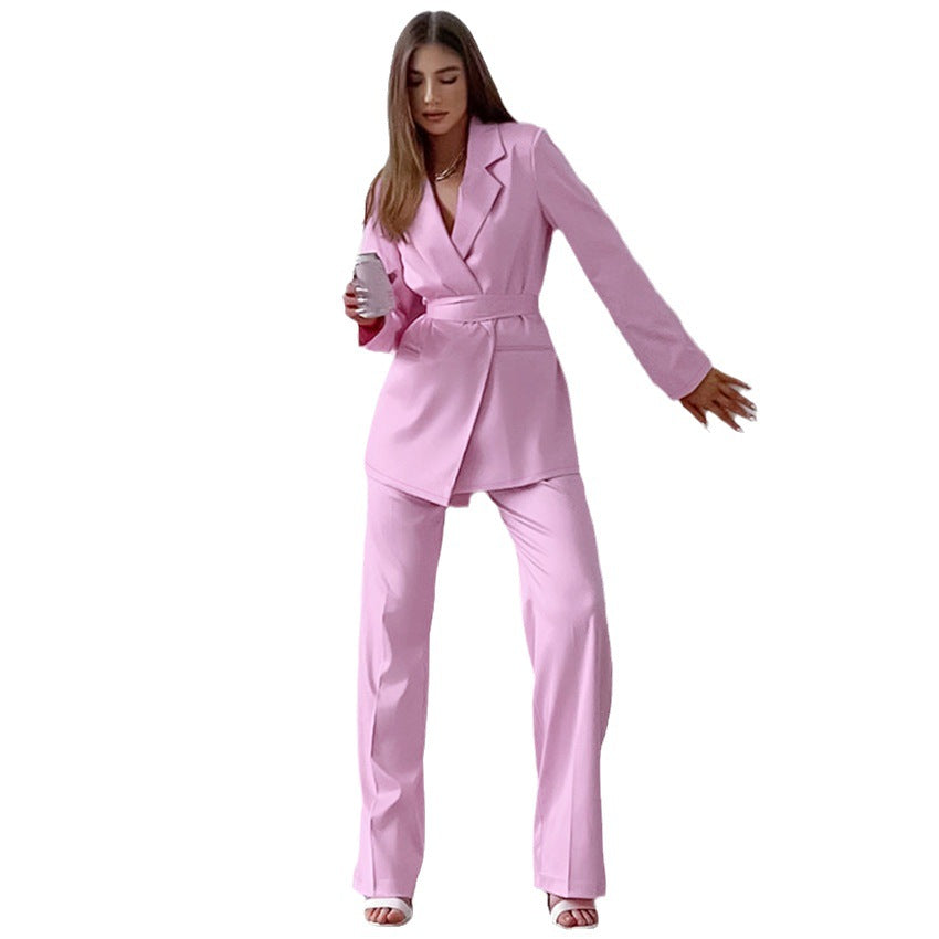 Dame elegant blazer- og bukse-sæt med tætsiddende silhuet Stilla