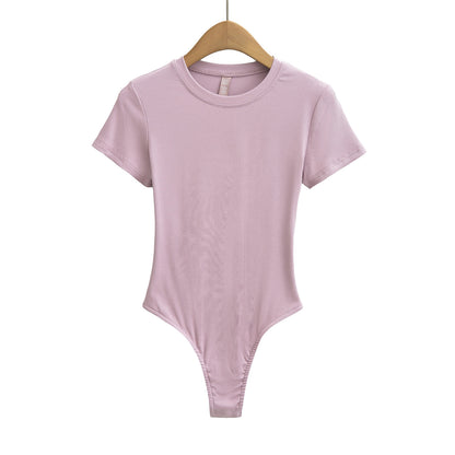 Dame figurnær Bodysuit i høj kvalitet rib-stof med kort ærme Stilla