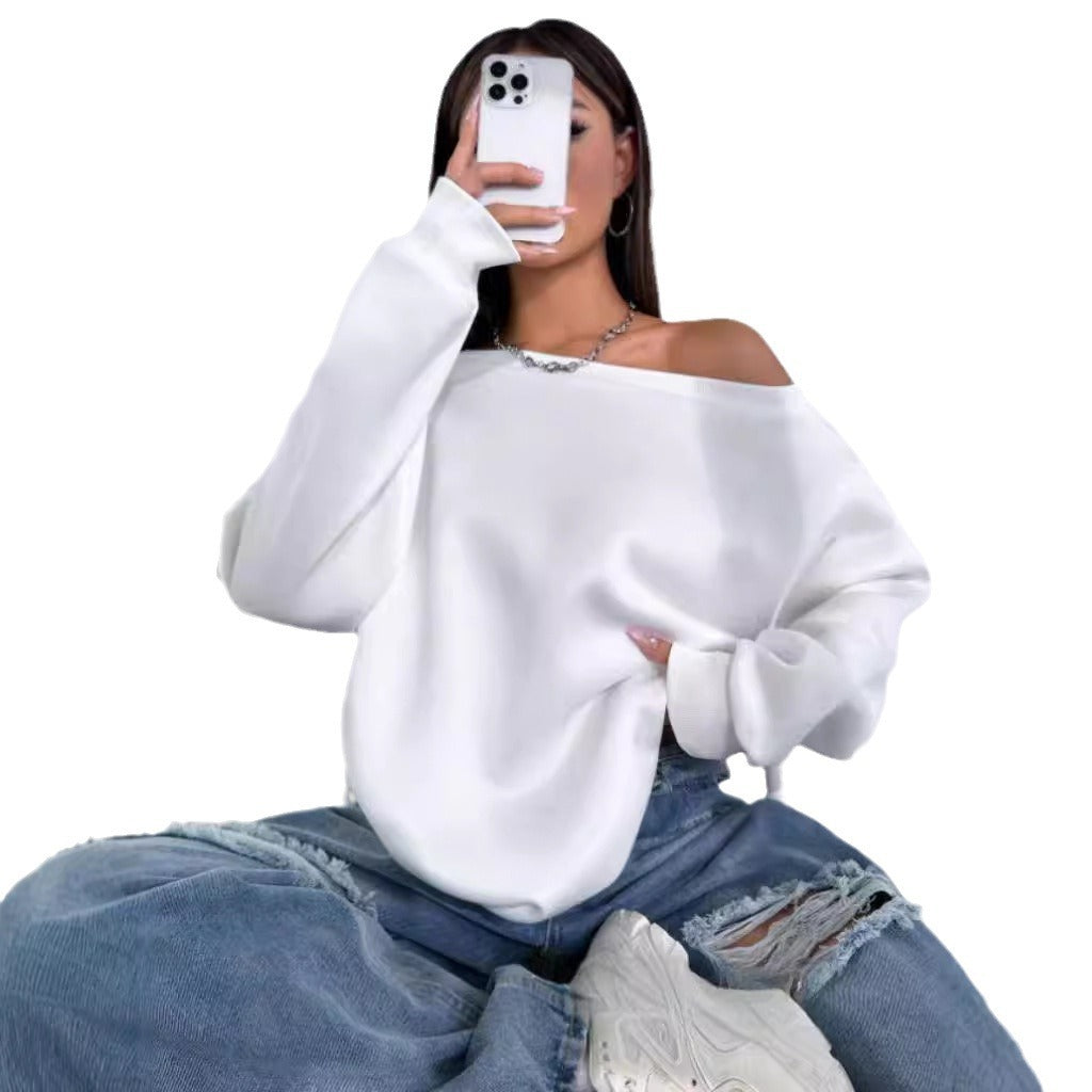 Dame afslappet Off-Shoulder sweater med løs pasform Stilla