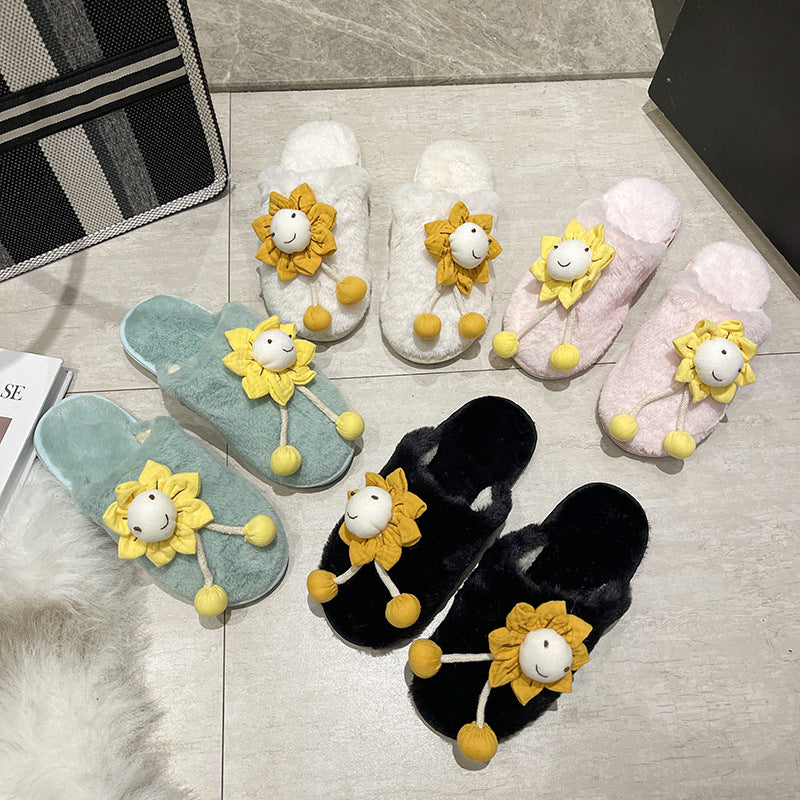 Dame hjemmesko med sjov blomsterdesign og fluffy overmateriale Stilla