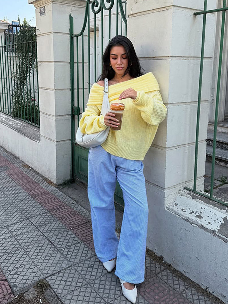 Dame afslappet Off-Shoulder Pullover Stilla