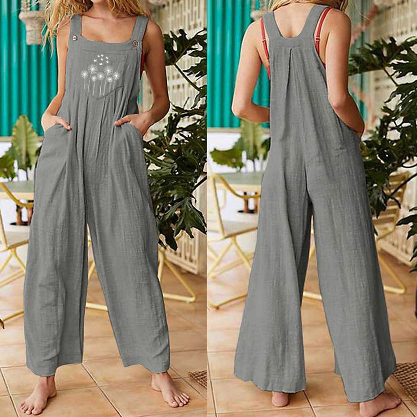 Femme justerbar stroppeskind jumpsuit Stilla